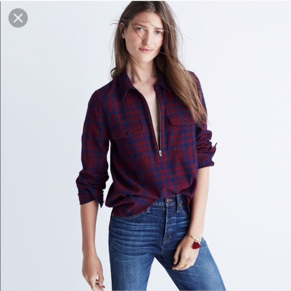 Madewell size M quarter zip flannel